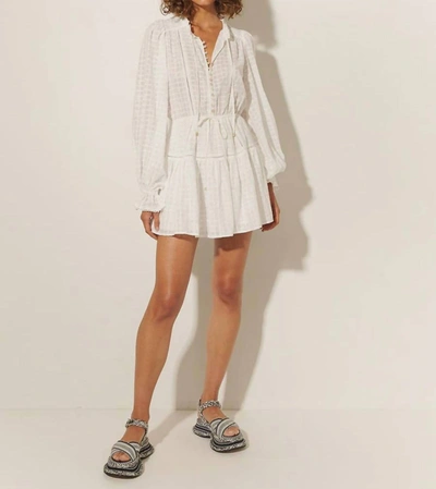 Shop Kivari Daisy Long Sleeve Yoke Mini Dress In White