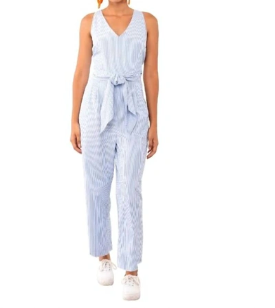 Shop Gretchen Scott Wrap Jumpsuit - Wash & Wear Stripe In Periwinkle In Blue