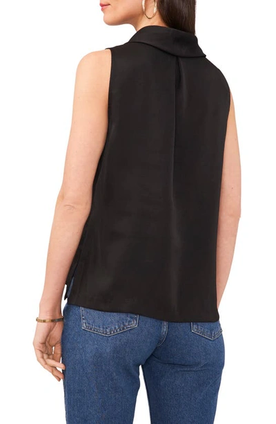 Shop Vince Camuto Hammered Satin Sleeveless Cowl Neck Top In Rich Black