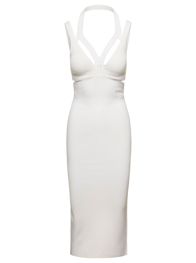 Shop Dion Lee 'interlink' Midi White Dress With Cut-out Detail In Viscose Blend Woman