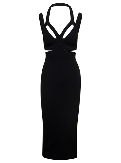 Shop Dion Lee 'interlink' Midi Black Dress With Cut-out Detail In Viscose Blend Woman