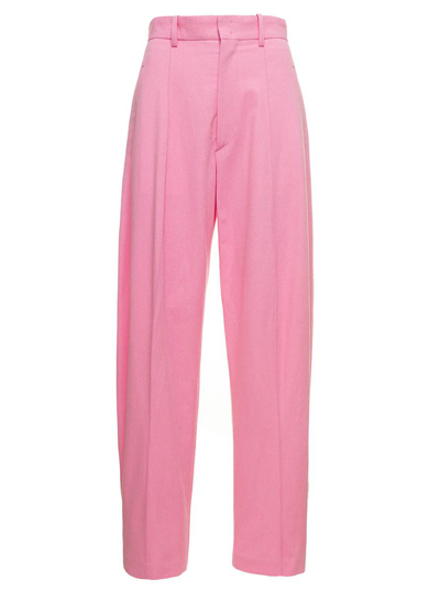 Shop Isabel Marant 'sopiaeva' Baby Pink Palazzo Pants With Belt Loops In Viscose And Cotton Woman