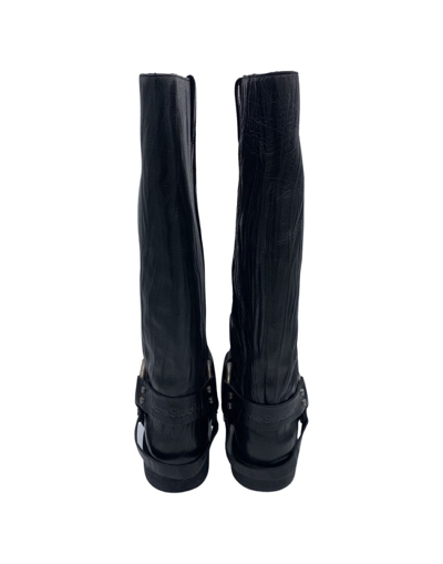 Acne Studios Embellished Crinkled-leather Knee Boots In Anthracite