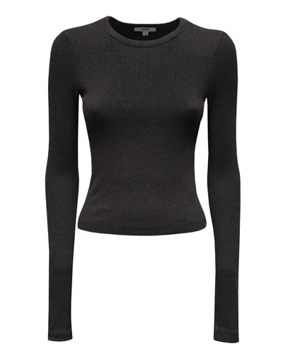 Agolde Black Crew Neck Long Sleeve T-shirt In Black