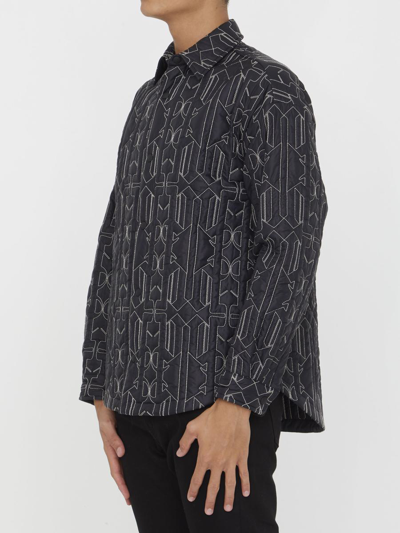 Palm Angels Quilted All Monogram Outerwear With Snap Buttons In Grey