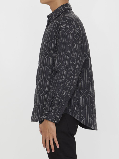 Palm Angels Quilted All Monogram Outerwear With Snap Buttons In Grey