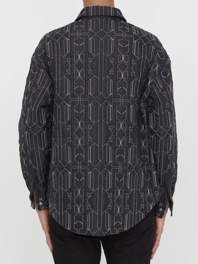 Palm Angels Quilted All Monogram Outerwear With Snap Buttons In Grey