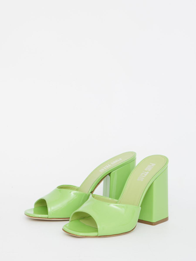 Paris Texas Women's Raffia & Canvas Anja Slip Ons Sandal In Green
