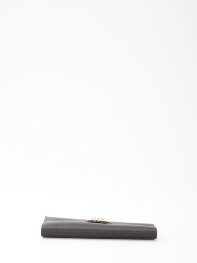 Shop Roger Vivier Asymmetrical Strass Buckle Clutch In Black