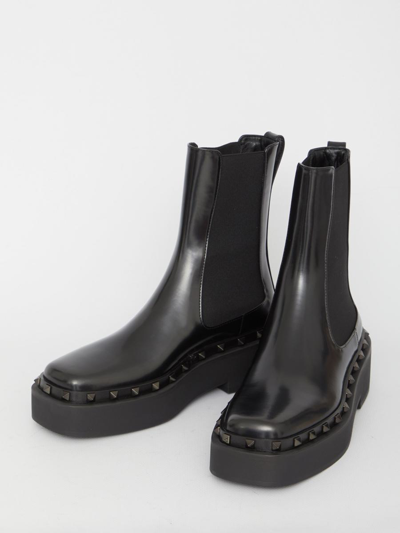 Shop Valentino Beatle Rockstud M-way Boots In Black