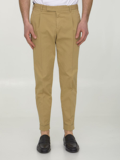Pt Torino Beige Gabardine Trousers In Beige