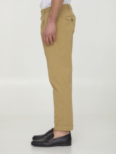Pt Torino Beige Gabardine Trousers In Beige