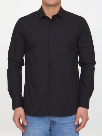 Shop Valentino Black Untitled Studs Shirt