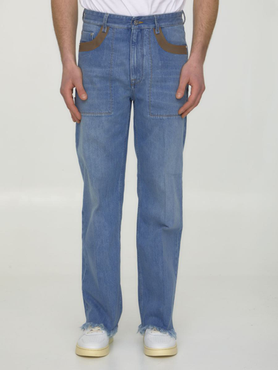 Shop Fendi Blue Denim Jeans