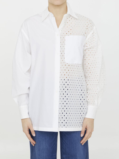 Shop Kenzo Broderie Anglaise Cotton Shirt In White