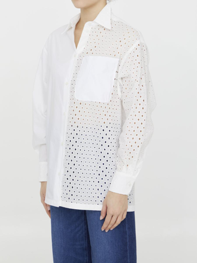 Shop Kenzo Broderie Anglaise Cotton Shirt In White