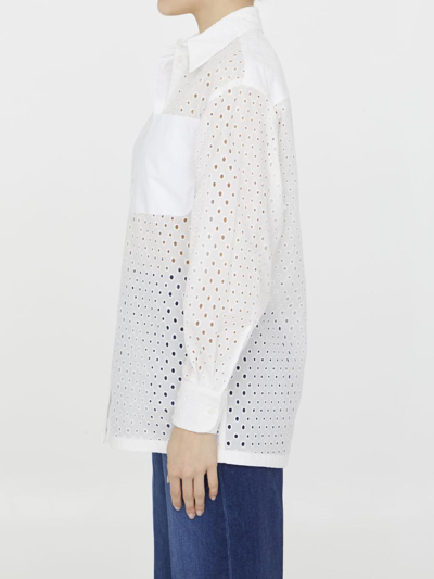 Shop Kenzo Broderie Anglaise Cotton Shirt In White