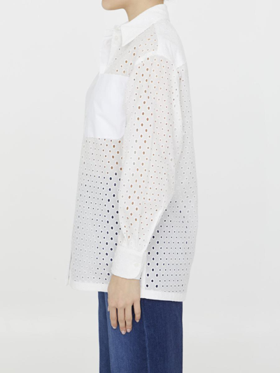 Kenzo Broderie Anglaise Cotton Shirt In White