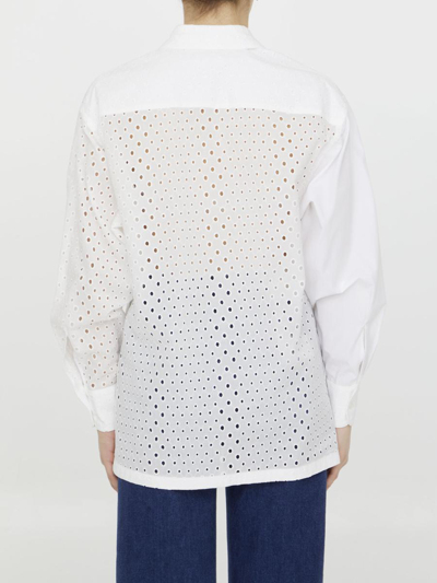 Shop Kenzo Broderie Anglaise Cotton Shirt In White