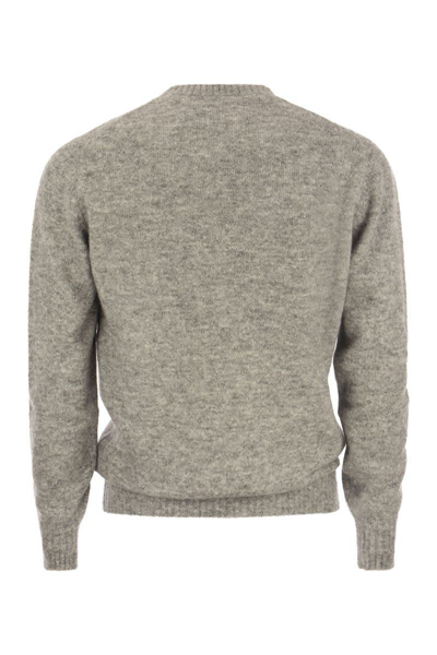 Shop Brunello Cucinelli Crew-neck Sweater In Alpaca Cotton And Wool In Grey