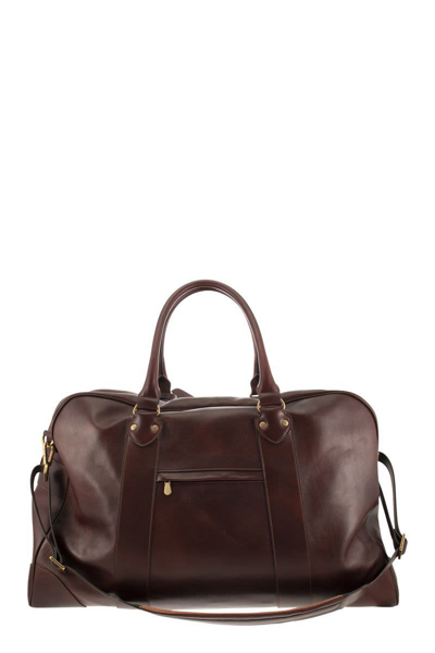 Shop Brunello Cucinelli Street Bag In Calfskin In Dark Brown