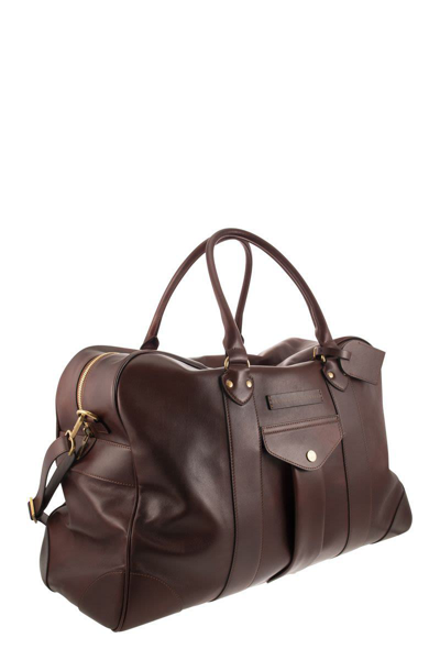 Shop Brunello Cucinelli Street Bag In Calfskin In Dark Brown