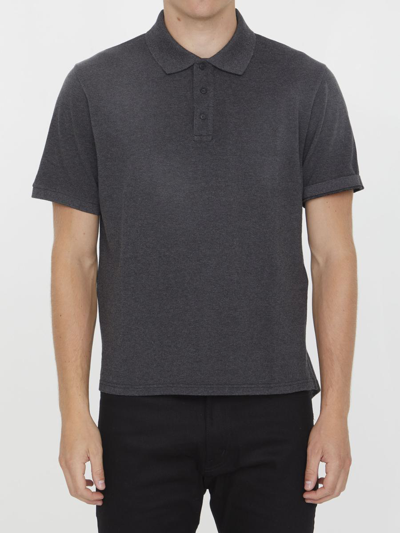 Shop Saint Laurent Cassandre Polo Shirt In Grey