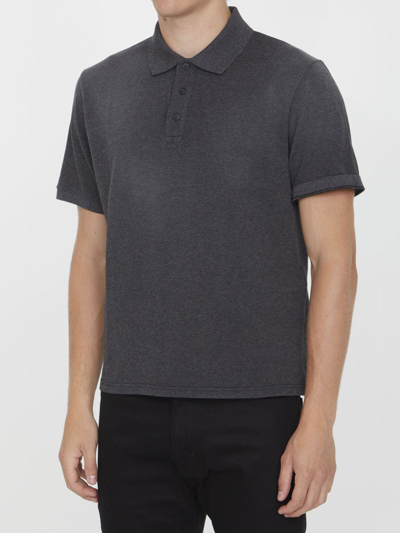 Shop Saint Laurent Cassandre Polo Shirt In Grey