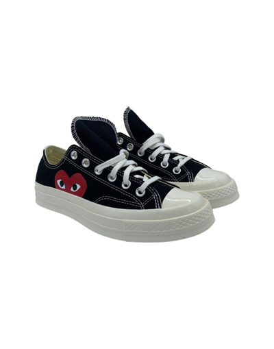 Comme Des Garçons Play Black Low-top Converse With Red Heart Sneakers Black In Black