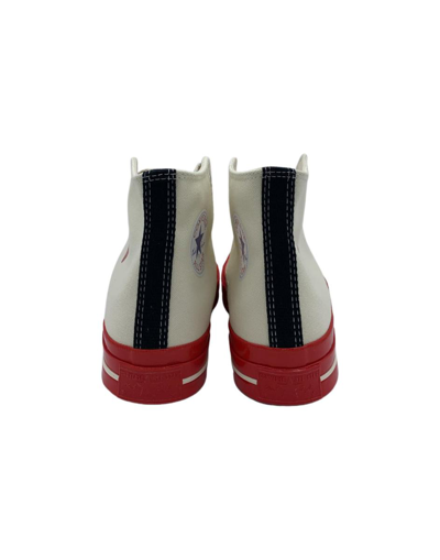 Comme Des Garçons Play Off-white & Red Converse Edition Play Chuck 70 High-top Sneakers In White