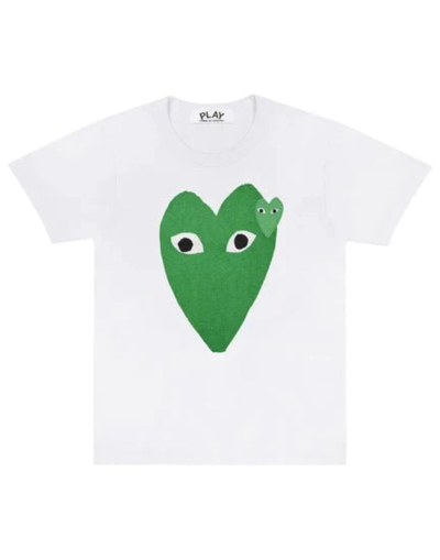 Comme Des Garçons Play Play T-shirt Green Heart In White