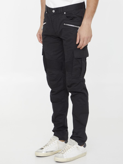 Shop Balmain Cotton Cargo Pants In Black
