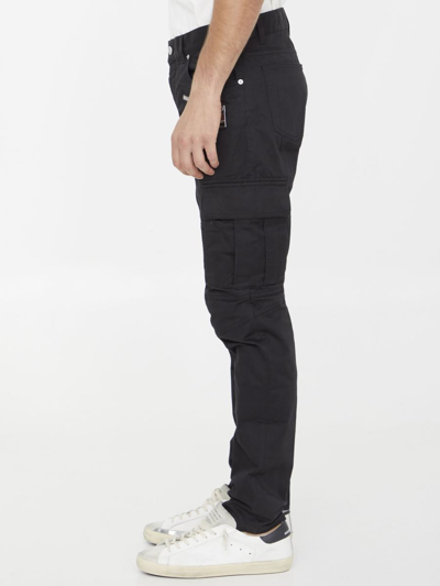 Shop Balmain Cotton Cargo Pants In Black