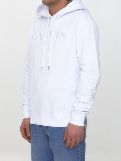 Shop Lanvin Cotton Hoodie With Logo In White