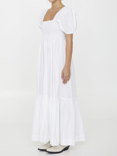 Shop Ganni Cotton Poplin Maxi Dress In White