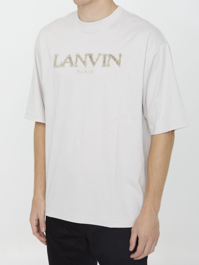 Lanvin Logo-embroidered Crewneck T-shirt In Neutral