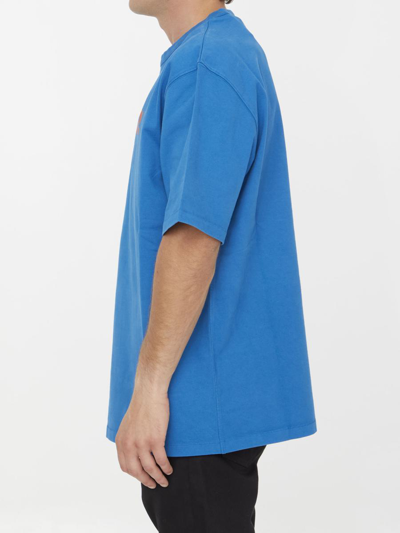 Shop Moncler Genius Cotton T-shirt With Logo In Blue