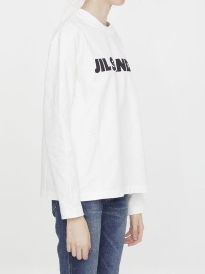 Shop Jil Sander Cotton T-shirt With Logo In Ivory
