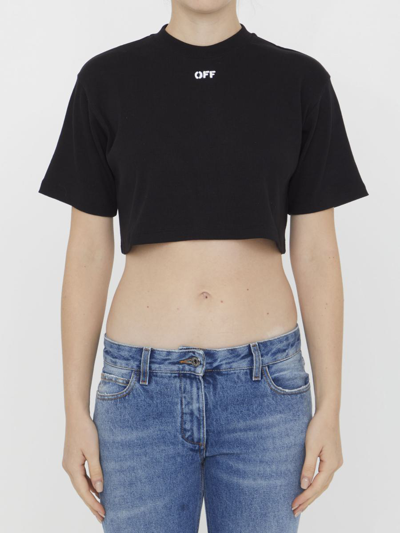 Shop Off-white Crop T-shirt With Off Logo In Black