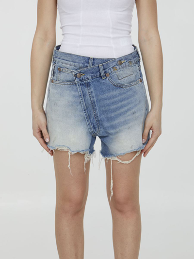 Shop R13 Cross-over Shorts In Blue