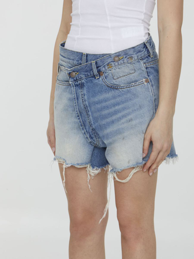 Shop R13 Cross-over Shorts In Blue