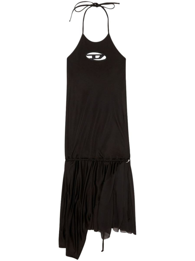 Shop Diesel Asymmetric Mini Dress In Black