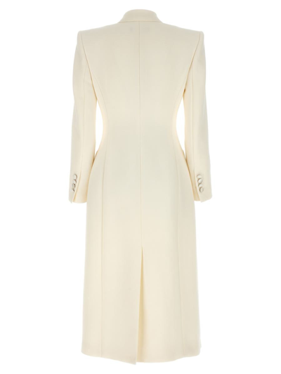 Shop Dolce & Gabbana Long Double Breast Coat In White