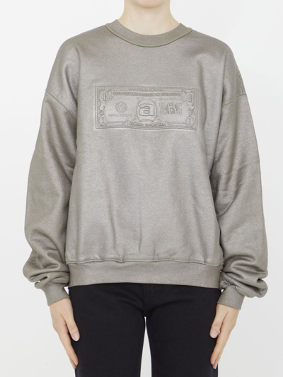 Shop Alexander Wang Dollar Bill Sweatshirt In Silver