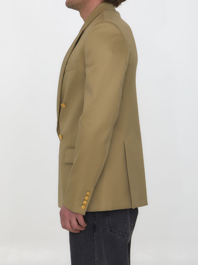 Shop Valentino Double-breasted Cotton Jacket In Beige