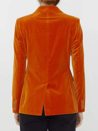 Shop Etro Double-breasted Velvet Jacket In Orange