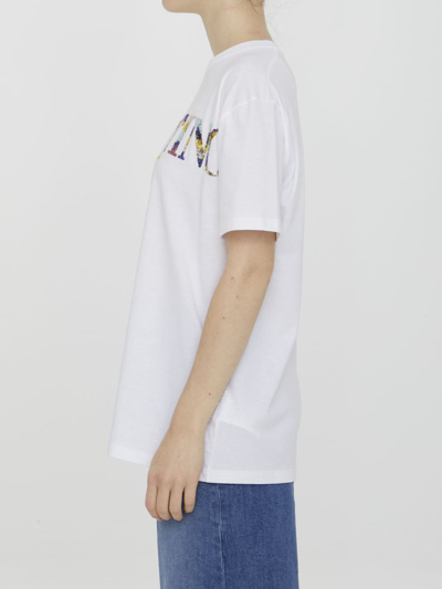 Shop Valentino Embroidered T-shirt In White