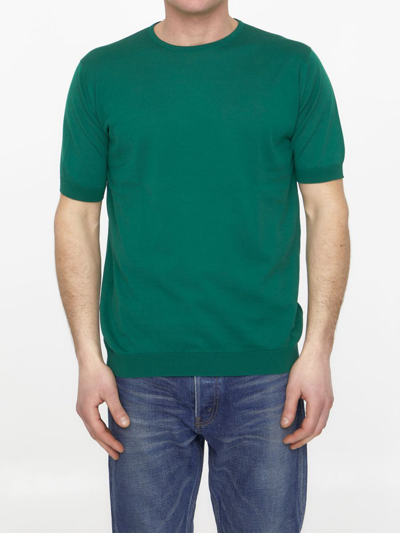 Shop John Smedley Emerald Green Cotton Jumper