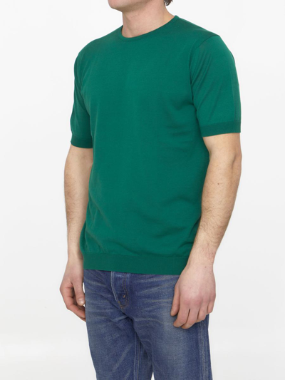 Shop John Smedley Emerald Green Cotton Jumper