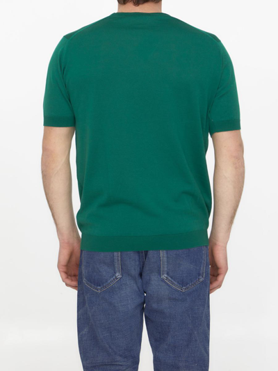 Shop John Smedley Emerald Green Cotton Jumper